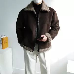 남자 스웨이드 에코 퍼 두툼 양털 무스탕 자켓 루즈핏 오버핏 2color1403095