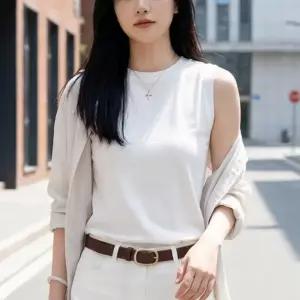 여성 여름 레이어드 나시티 민소매 부유방커버 나시 슬리브리스 면티 티셔츠 이너티