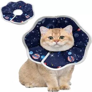 SUSWIM 귀엽고 부드러운 고양이 용 목걸이 조절 가능한 반려묘용 콘 반려묘 목 도넛형 보호 편안한 경량
