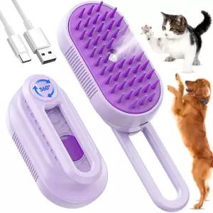 반려동물 4in1 스팀 브러쉬 고양이 강아지 털 제거 마사지 빗 화이트