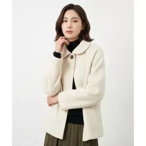 LETTER FROM MOON 헤어리 라운드 카라 울 하프 코트 ( 아이보리 )