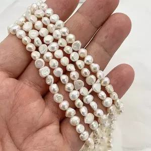 5-6mm 바로크 담수 진주 구슬 여성 선물 쥬얼리 DIY 목걸이 귀걸이 팔찌 액세서리 만들기