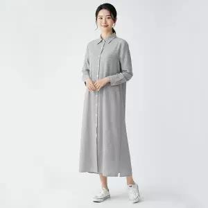 [샵앤] 여성 빅사이즈 편한 등원룩 셔츠 롱원피스 NTT-WDR-20804-블랙