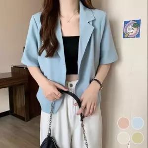 출근룩 직장인 버튼 셔츠 반팔 재킷
