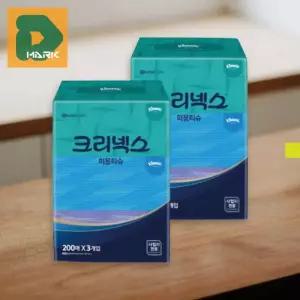 위생관리 미용티슈 1200매 200매 부드러운 가정용 각티슈 티슈 먼지없는 보습티슈 2겹휴지 6팩구성 티슈