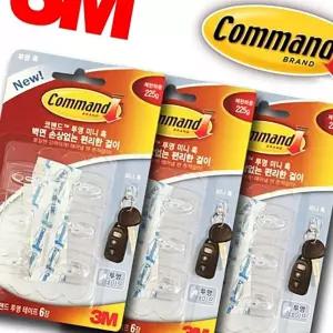 3M 투명 벽걸이 후크행거 미니 18P 부착 방문 가방 국자 식당 도어 소품 모자