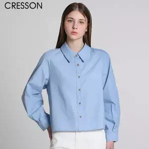 [크레송(CRESSON)] 퀄이다르다! 코튼 크롭 라이트블루 자켓형 셔츠 (택가격:178000원)