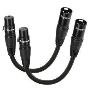 2팩 짧은 XLR 마이크 오디오 연장 케이블 0.6피트 3핀 수컷-암컷 커넥터 코드 스피커 녹음 스튜디오 믹서 인터페이스 앰프용 하이파이 사운드