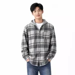 리미드 남성 후드 체크 기모 남방 셔츠 DMC-SHW-QSTYSD1004823