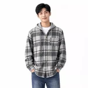 리미드 남성 후드 체크 기모 남방 셔츠 DMC-SHW-QSTYSD1004823