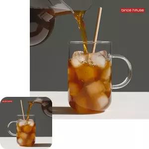 네쿠 테이블웨어 내열유리컵 잔 물컵 하우스 예쁜 홈카페 컵 500ml 빈스