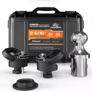 Jyoelron 60618 퍽 시스템 구스넥 볼 히치 키트 박스 포함 2013-2025 RAM 2500 3500용 2-5/16 트럭 베드용