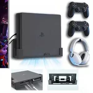 GETYEA PS4 슬림용 Wall Mount 분리 가능한 2 컨트롤러 홀더 및 헤드폰 거치대 포함 공간 절약형 TV 근처