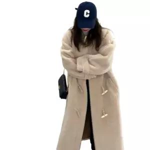 여성 램스울 코트 다계절 도톰 롱 모피 일체형 젊은 에코 밍크