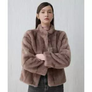 CELEBSHOP EDITION 글로시 FAUX밍크 호리젠탈 재킷