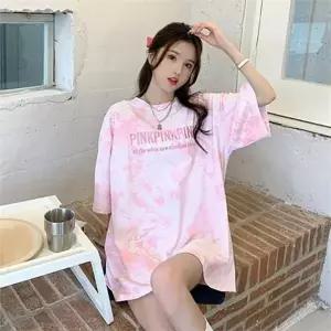 [하프클럽/]빅사이즈 여성 반팔 티셔츠 스트릿 여름 티셔츠 루즈핏 물나염