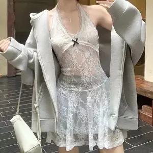 [하프클럽/]여성 시스루 레이어드 이너원피스 레이스 숏치마