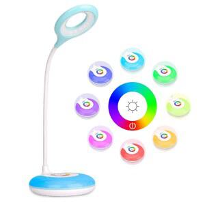 MAFITI LED 데스크 램프 무선 충전식 배터리 작동 테이블 라이트 조절 가능한 구즈넥 디밍 터치 컨트롤 색상 변경 RGB 눈 보호 베이스 용 야간등 USB 충전 케이블 포함