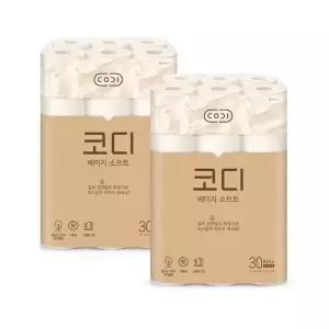 코디 베이지 소프트 3겹 휴지 30m 30롤 2개
