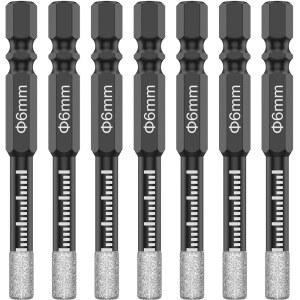 디버링 툴 7Pcs 6mm 건식 다이아몬드 드릴 비트 세트 진공 Brazed 코어 키트 도자기 화강암 타일 대리석에 빠른 변경 육각 생크