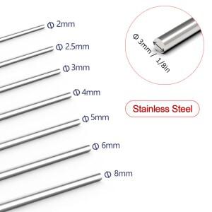 2개 304 스테인리스 스틸 솔리드 원형 봉 선반 바  DIY 공예 도구 직경 2mm 3M 호환m 4mm 6mm 8mm