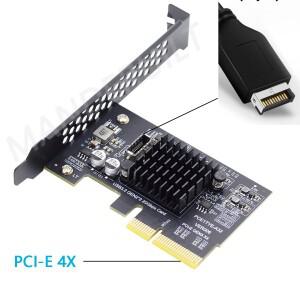 데스크탑 마더보드용 USB 3.2 어댑터 Gen2 20Gbps Type-E 전면 패널 소켓-PCI-E 4X 익스프레스 카드