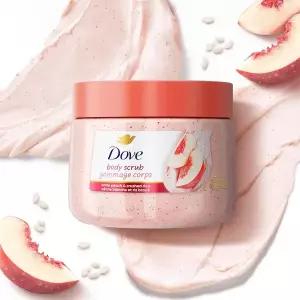 Dove, 바디 스크럽, 흰 복숭아 & 으깬 쌀