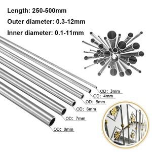 1-10pcs 304 스테인레스 스틸 모세관 튜브  직선 원형 외경 0.3-12mm 길이 250-500mm