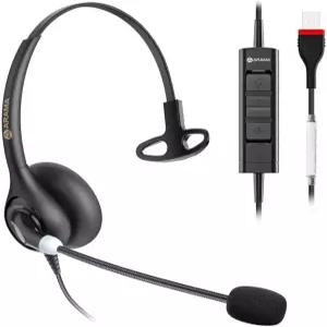 컴퓨터 노트북 PC Zoom Skype 비즈니스 온라인 클래스(A600USB)용 마이크가 있는 아라마 헤드셋 및 볼륨