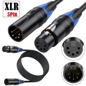 [호환품]XLR 남성-XLR 여성 케이블 5 핀-5 핀 DMX 믹서 스피커 앰프 용 오디오 코드 라이브 마이크 라인