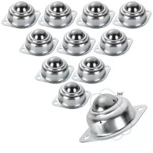 16Pcs 1 롤러 볼 이송 베어링 360 o 회전 범용 캐스터 컨베이어 스탠드 변속기 가구용 400Lbs 탄소강 원형
