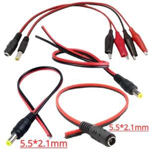 DC 암수 잭 커넥터 악어 클립 와이어 12V 전원 케이블 2 개 연결 전압 5.5x2.1mm