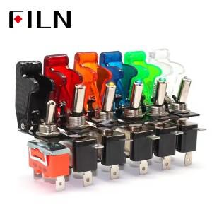 FILN 로커 스위치 자동차 보트 트럭 조명 LED 토글 안전 항공기 플립 업 커버 가드 12V20A ASW-07D