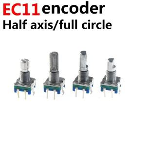 10PCS Ec11 로터리 엔코더 스위치 10 15 20mm 플럼 블로썸 풀 핸들 하프 샤프트 20비트 펄스 디지털 신호