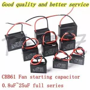 CBB61 팬 시동 커패시터 450V 0.8/1/1.2/1.5/2/2.5/3/3.5/4/4.5/5/6/7/8/10/12/14/15/16/18/20/25UF 범위