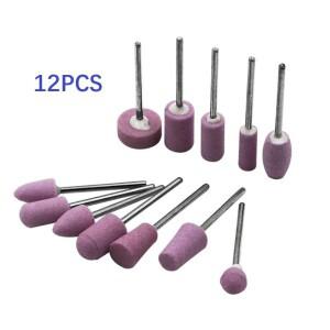 10/12개 연마 광택 마운트 스톤 로터리 공구용 연삭 휠 헤드 공구 2.35mm 생크 미니 네일 드릴 비트 세트