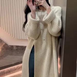 하객룩 슬릿 상의 원피스 여성 간절기 여리여리 데일리 롱 스웨터 가을 니트 긴팔 나들이