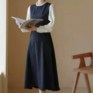 롱 오피스 원피스 룩 여자 나들이 데일리 가을 간절기 단정한 플레어 간절기 하객룩 코디
