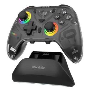 C8 PC 컨트롤러 - 무선 블루투스 게임패드 홀 효과 조이스틱 RGB 백라이트 1000HZ 폴링 레이트 PC 스위치 스위치 2 스팀 덱 안드로이드 IOS MAC 및 테슬라 충전 도크용 듀얼 진동 매크로 버튼