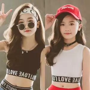 여아 주니어 러브크롭 댄스 나시탑 2color