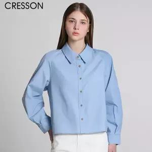 [크레송(CRESSON)] 퀄이다르다! 코튼 크롭 라이트블루 자켓형 셔츠 (택가격:178000원)