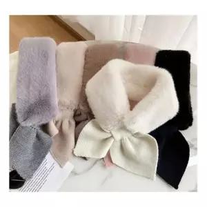 여성 리본 밍크퍼 쁘띠 머플러 겨울 무지 심플 목도리 쁘띠퍼 퍼목도리 털목도리 퍼머플러