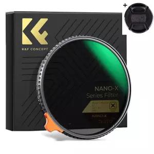 K&F Concept 82mm NANO-X 블랙 미스트 1/4 + 가변 ND2-ND32 2-in-1 필터 (캡포함) 8K AGC Japan Glass