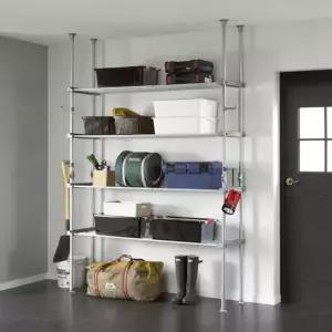 왕자 점보4단조절선반-실버/헹거/행거/선반행거/고정식행거