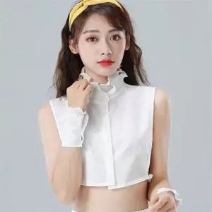 여성 하이넥 카라 플리츠 이너 셔츠 여성 레이스 카라 블라우스 페이크 티셔츠 니트