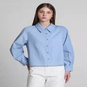 [크레송][크레송(CRESSON)] 퀄이다르다 코튼 크롭 라이트블루 자켓형 셔츠 (택가격178000원)