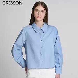 [크레송][크레송(CRESSON)] 퀄이다르다! 코튼 크롭 라이트블루 자켓형 셔츠 (택가격:178000원)