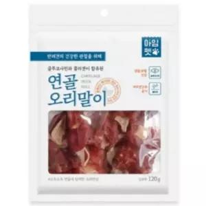 120g 연골+오리고기말이 국내 무방부제 애완동물 돼지족발 수제간식 뼈간식 오래먹는간식