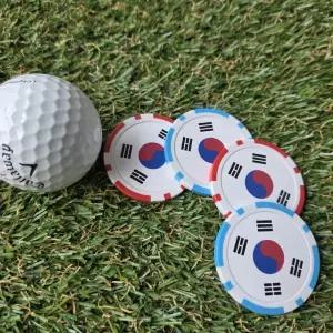 태극기 볼마커 4개 1세트판매 라운딩 필드용품 골프 악세사리 개별포장