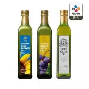 [셀러허브]백설 유러피안 조리유 500ml 3종 세트(포도씨유x1+해바라기유x1+퓨어올리브유x1) (S50773585)